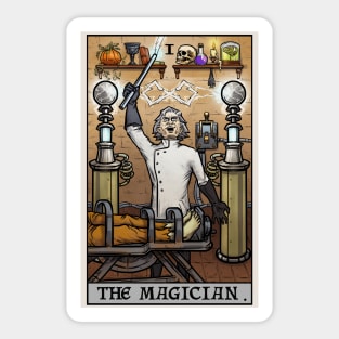 The Magician Tarot Card Halloween Dr Frankenstein Mad Scientist Funny Horror Sticker